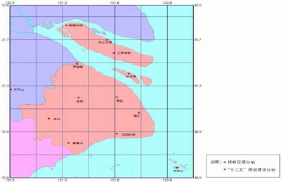 “十二五”上海综合深井地震观测点建设规划示意图 “十二五”上海综合深井地震观测点建设规划示意图